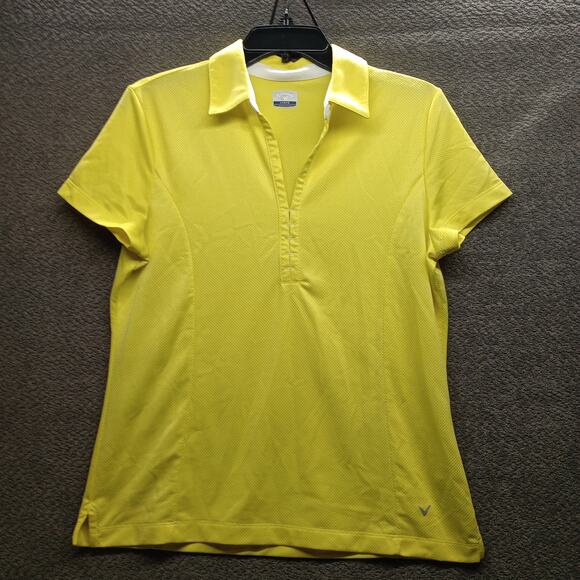 Callaway Women’s Short Sleeve Polo Yellow Golf Shirt Size Large - Picture 1 of 8